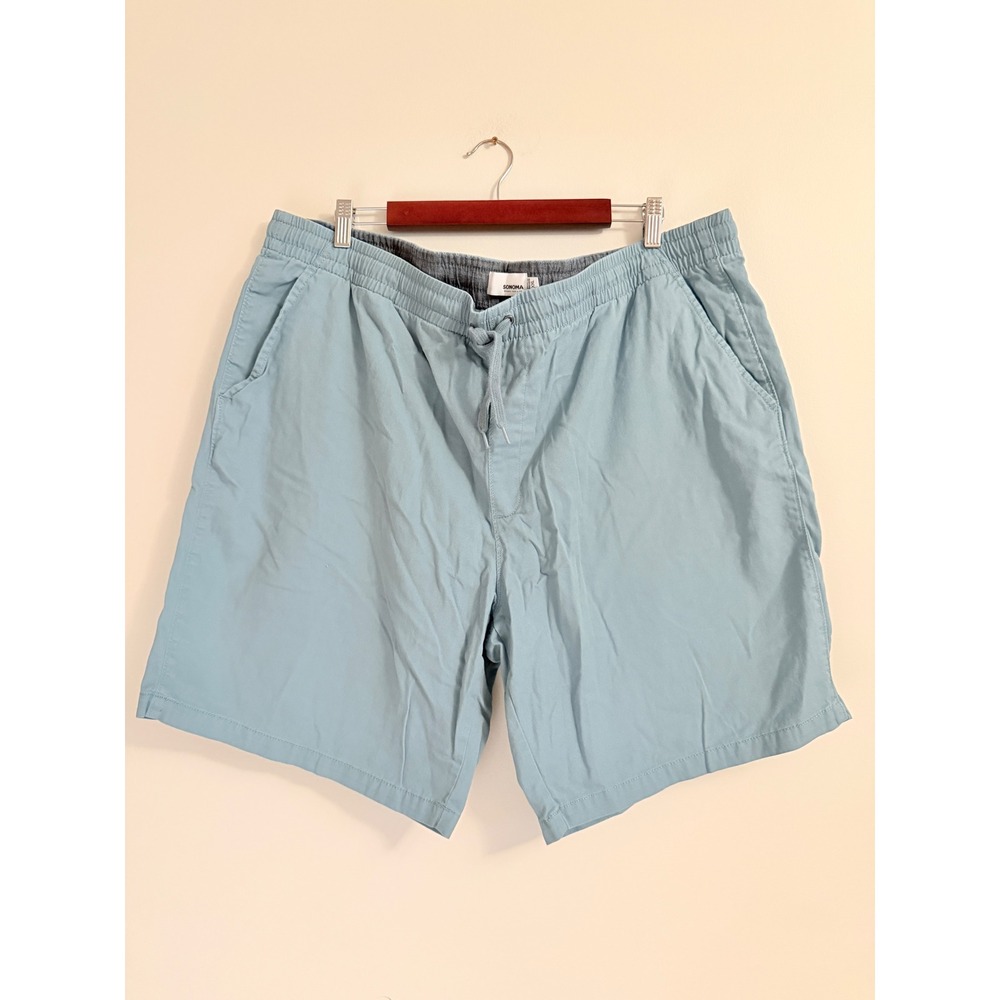 Sonoma Goods for Life Mens XXL Light Blue Cotton Elastic Waist Drawstring Shorts - Picture 1 of 3